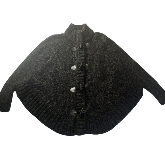 Michael Kors Knit Poncho Toggle Zip Cardigan Sweater Cape Alpaca Blend Womens M - Picture 1 of 7